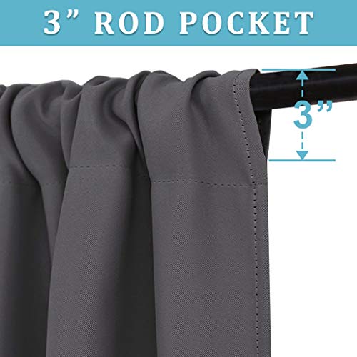 Extra Wide Blackout Curtains for Bedroom Living Room 63 inch Long (Grey / 62"W x 63"L (Pack of 2))