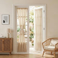 Oatmeal French Door Curtains for Door Window 72 Inch Length 2 Panels Semi Sheer Light Filtering Curtain for Bedroom Window Glass Rod Pocket for Kitchen Dining Room (26"W x 72"L (Pack of 2) / Taupe)