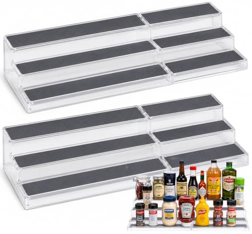 3 Tier Expandable Spice Rack Organizer for Cabinet (2-Pack / Clear)