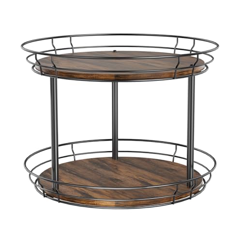 2 Tier Lazy Susan Turntable Rotating Spice Rack Organizer for Cabinet (12in - 2Tier)