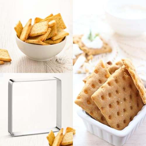 Square Cookie Cutter Sandwich Cutters for Lunchbox Fruit Cutters Vegetable Cutters for Baking DIY X‘mas Birthday Party Decor (Square)