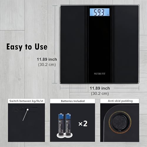 Scale for Body Weight Digital Bathroom Scale Large Size Black (Smog Black)