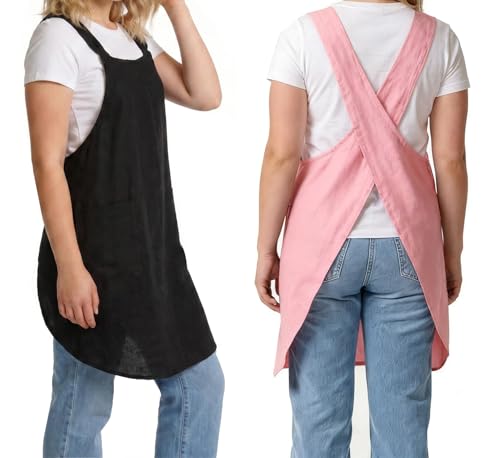 Soft Cotton Linen Cross Back Pull (Pink+black)
