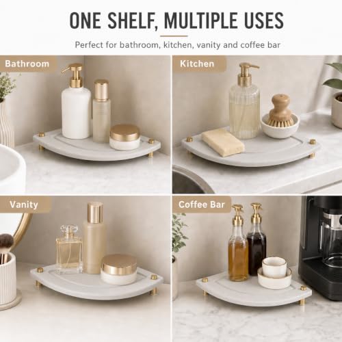 Corner Counter Shelf (8.5"x 8.5" - Beige - Fan-shaped)