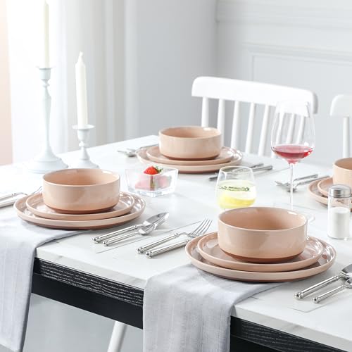 Plates and Bowls Sets (12 Pcs (Service for 4) / Pink)