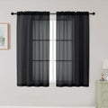 Black Sheer Curtains for Bedroom Living Room 45 Inch Length 2 Panels (Black / 42"W x 45"L (Pack of 2))