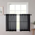 Black Kitchen Curtains 30 Inch Length Tier 2 PCS (Black / 42"W x 30"L (Pack of 2))