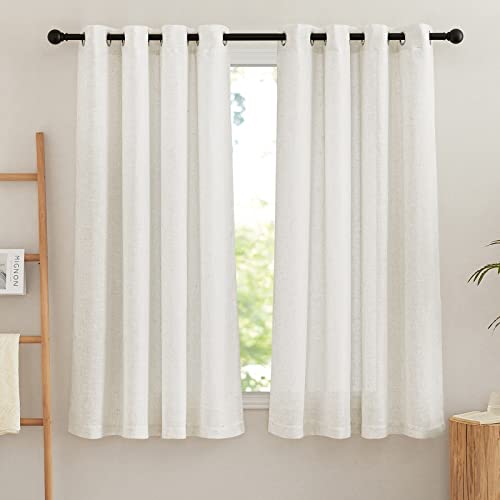 Linen Sheer Curtains Flax for Bedroom (52"W x 63"L (Pack of 2) / Linen)