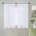 Solid Sheer Rod Pocket Curtain Voile Draperies 2 Panels White Beige Black Grey Coffee 38 Inch Width 45 Inch Long 1 Pair for Kitchen Bedroom Children Living Room Yard (White / 38"W x 45"L (Pack of 2))