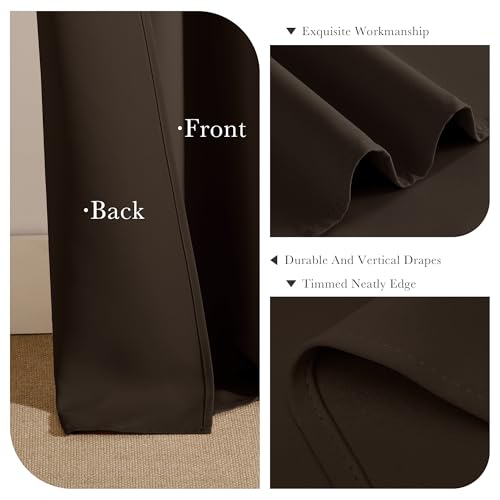102 inch Long Curtains 2 Panels Set for Living Room Bedroom (Brown / 52"W x 102"L (Pack of 2))
