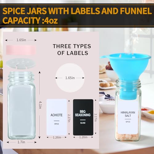 48 Glass Spice Jars with Labels