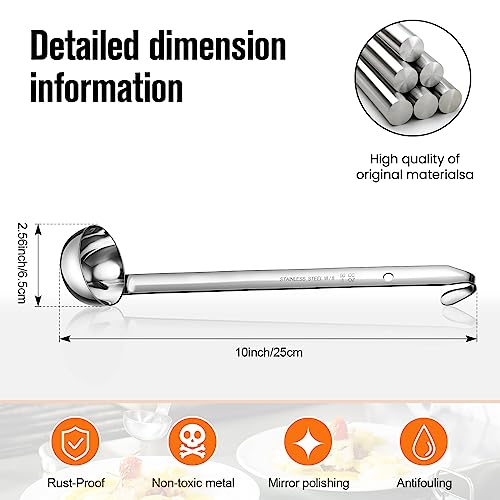5 Pcs Soup Ladles Stainless Steel Serving Ladles with Long Handle for Serving (3 oz)