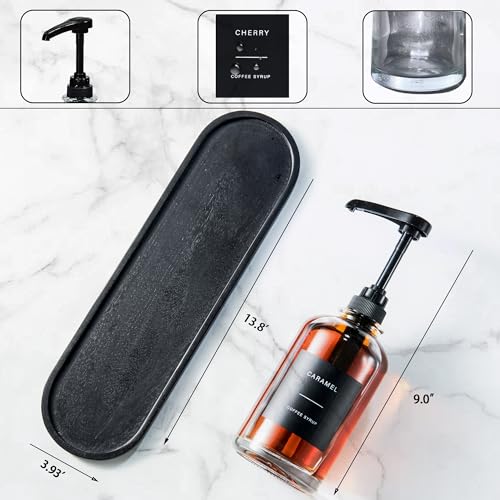 Coffee Syrup Dispenser (Set of 4 / Black With Tray)