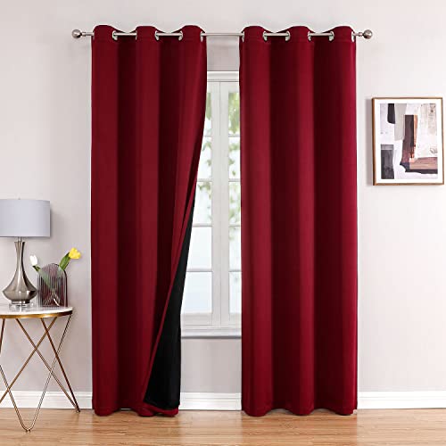100% Blackout Curtains for Bedroom 78 Inches Long 2 Panels Set (42"W x 78"L (Pack of 2) / Burgundy)
