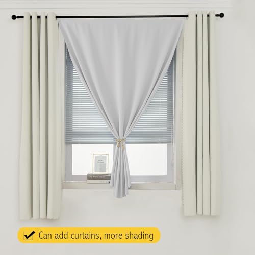 Blackout Curtains for Bedroom Sticky Curtain Blackout Window Cover Self Adhesive Curtains Rod No Drillng (59"W x 71"L (Pack of 1) / Light Grey)