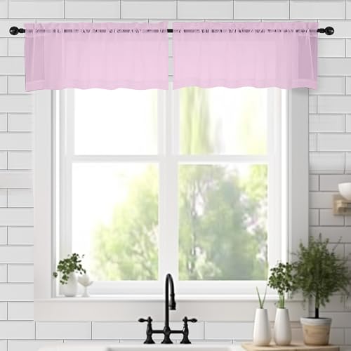 Sheer Valances for Windows 2 Pack (Pink / 42"W x 18"L (Pack of 2))