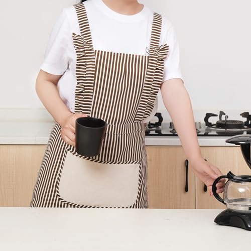 Cute Cotton Apron for Women (Medium / Brown)