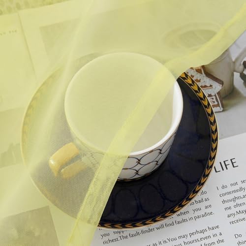 Sheer Curtains 90 inches Long 2 Panels (Light Yellow / 42"W x 90"L (Pack of 2))