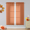 Orange Sheer Curtains 63 inch Length 2 Panels for Bedroom Living Room (Orange / 42"W x 63"L (Pack of 2))