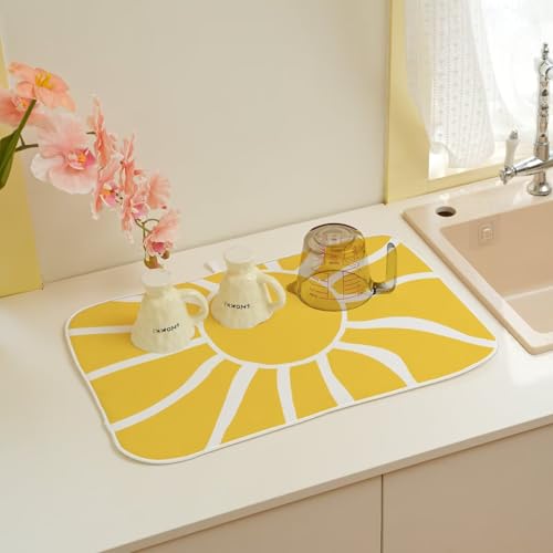 Summer Dish Drying Mat 18 x 24 inch (24" x 24" / Yellow Sunshine)
