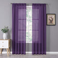 Sheer Curtains Bedroom Linen Textured Curtain Sheers Light Filtering Voile Rod Pocket Curtains for Living Room (38"W x 84"L (Pack of 2) / Royal Purple)