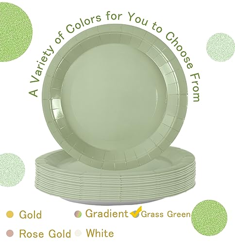 50 PCS Sage Green Paper Plates 7 Inch Disposable Plates Dessert Plates Sage Green Dinner Plates for Wedding Baby Shower Birthday Party Supplies (Sage Green / 7 INCH)