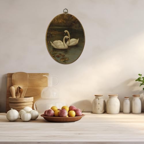 Vintage Swan Oval Wall Art Decor (Colour 10)