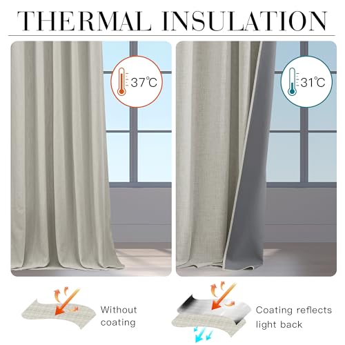 Greige 100% Blackout Curtains 102 inches Long for Living Room (Greige / 52"W x 102"L (Pack of 2))
