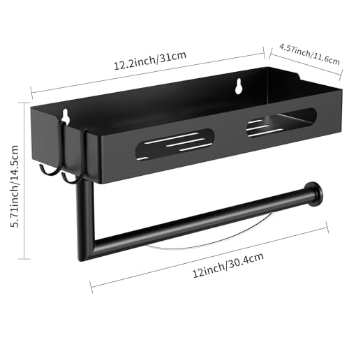 Paper Towel Holder Wall Mount for Kitchen (Matte Black)