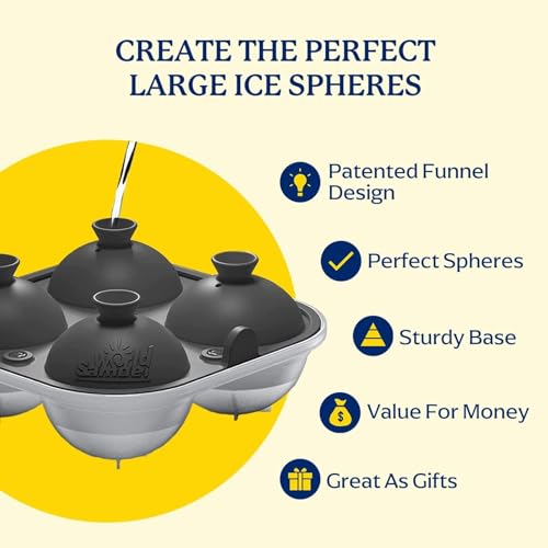 Large Silicone Premium Ice Trays (Black / 4 Spheres / 6 Cubes(Ice Bag))
