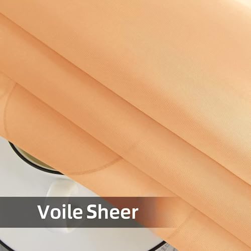 Solid Sheer Rod Pocket Curtain Voile Draperies 2 Panels White Beige Black Ivory Coffee 22 Inch Width 50 Inch Long 1 Pair for Kitchen Bedroom Children Living Room Yard (Beige / 22"W x 50"L (Pack of 2))