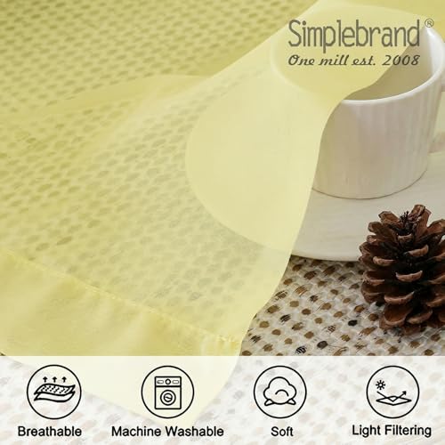 Light Yellow Sheer Curtains 96 Inches Long (Light Yellow / 42"W x 96"L (Pack of 2))