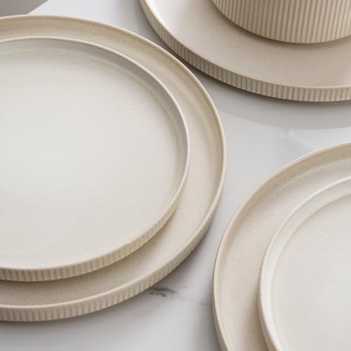 Stoneware Dinnerware Sets for 4 (Matte White / 4-Set(12pcs))