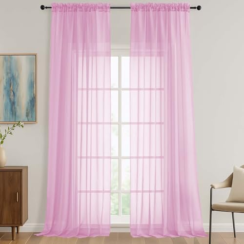 Light Pink Sheer Curtains 120 Inches Long 2 Panels Set (Light Pink / 59"W x 120"L (Pack of 2))