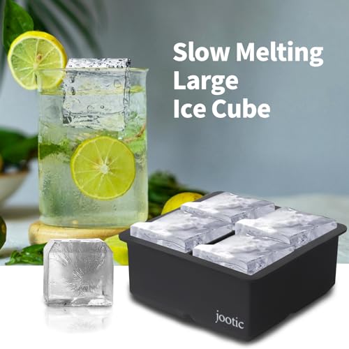 Large Ice Cube Trays Silicone (black 4 pack)
