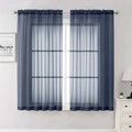 Navy Blue Sheer Curtains 63 Inch Length 2 Panels (Navy Blue / 59"W x 63"L (Pack of 2))