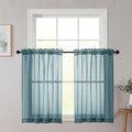 Cafe Curtains 36 Inch Length Tier 2 Pieces (Dusty Blue / 42"W x 36"L (Pack of 2))