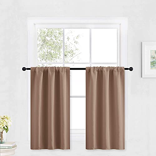 Kitchen Blackout Window Curtains Over Sink 36 inch Length (Mocha / 29"W x 36"L (Pack of 2))