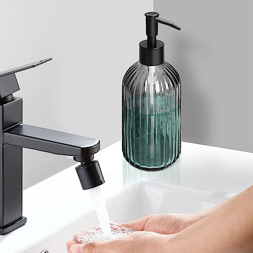 Glass Soap Dispenser with Plastic Pump (Plastic Pump / Stripe-grey)