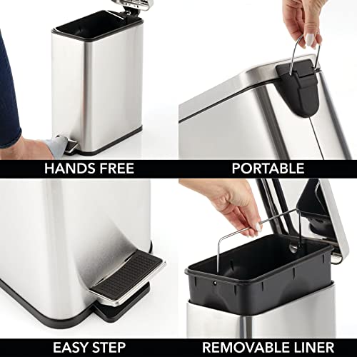 Pedal Bin Waste Bin with Pedal (Brushed / 2.6 Gallon)