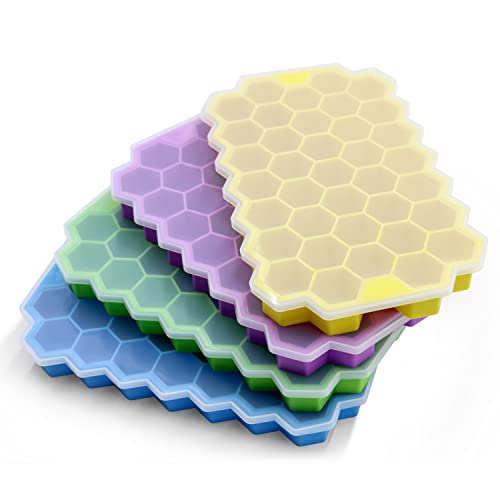 Ice Cube Trays for Freezer with Lid (4 Pack / Multicolor)