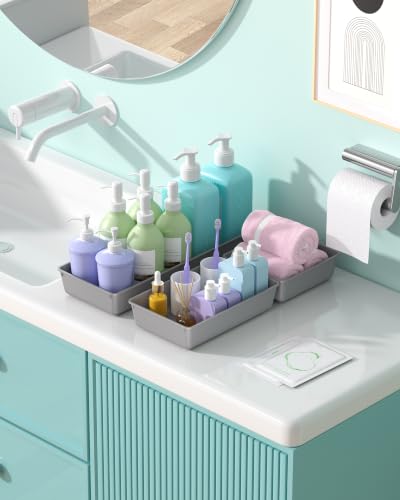 10 Pack Large Size Plastic Drawer Organizers Set (Gray)