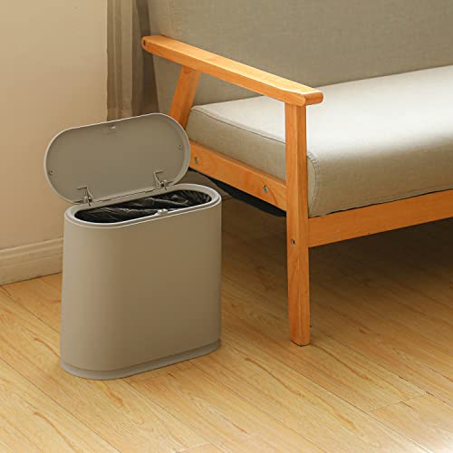10 Liter Rectangular Slim Plastic Trash Can (10L Gray)