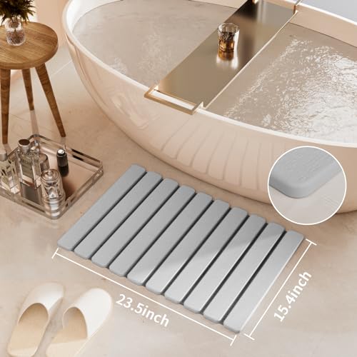 Foldable Stone Bath Mat (Light Gray / 23.5" x 15.4" (Rectangular))