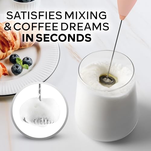 Powerful Milk Frother Wand With Duracell Batteries (Kismet Rose / Z1 Motor + Batteries)