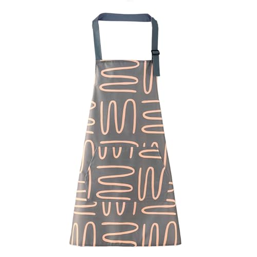 Floral Aprons with Pocket Blooming Floral Womens Waterproof Apron (Brown Stripe)