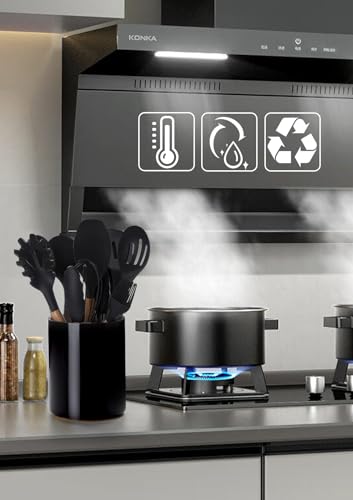 Ceramic Kitchen Utensil Holder for Countertop Organizer 6.4"Black (Black)