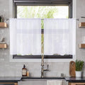 Solid Sheer Rod Pocket Curtain Voile Draperies 2 Panels White Beige Black Ivory Coffee 22 Inch Width 50 Inch Long 1 Pair for Kitchen Bedroom Children Living Room Yard (Optical White / 22"W x 50"L (Pack of 2))