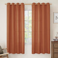 Terracotta 72 Inch Linen Curtains for Living Room 2 Panels (52"W x 72"L (Pack of 2) / Silver Grommet-terracotta)