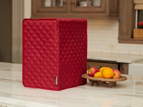 Keepsakes Mixer Cover Dust Protection (Red Quilted Polyester / 14W x 9D x 14H)